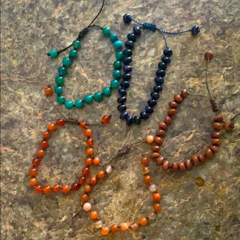 Brazilian Stone adjustable bracelets. Set of 5